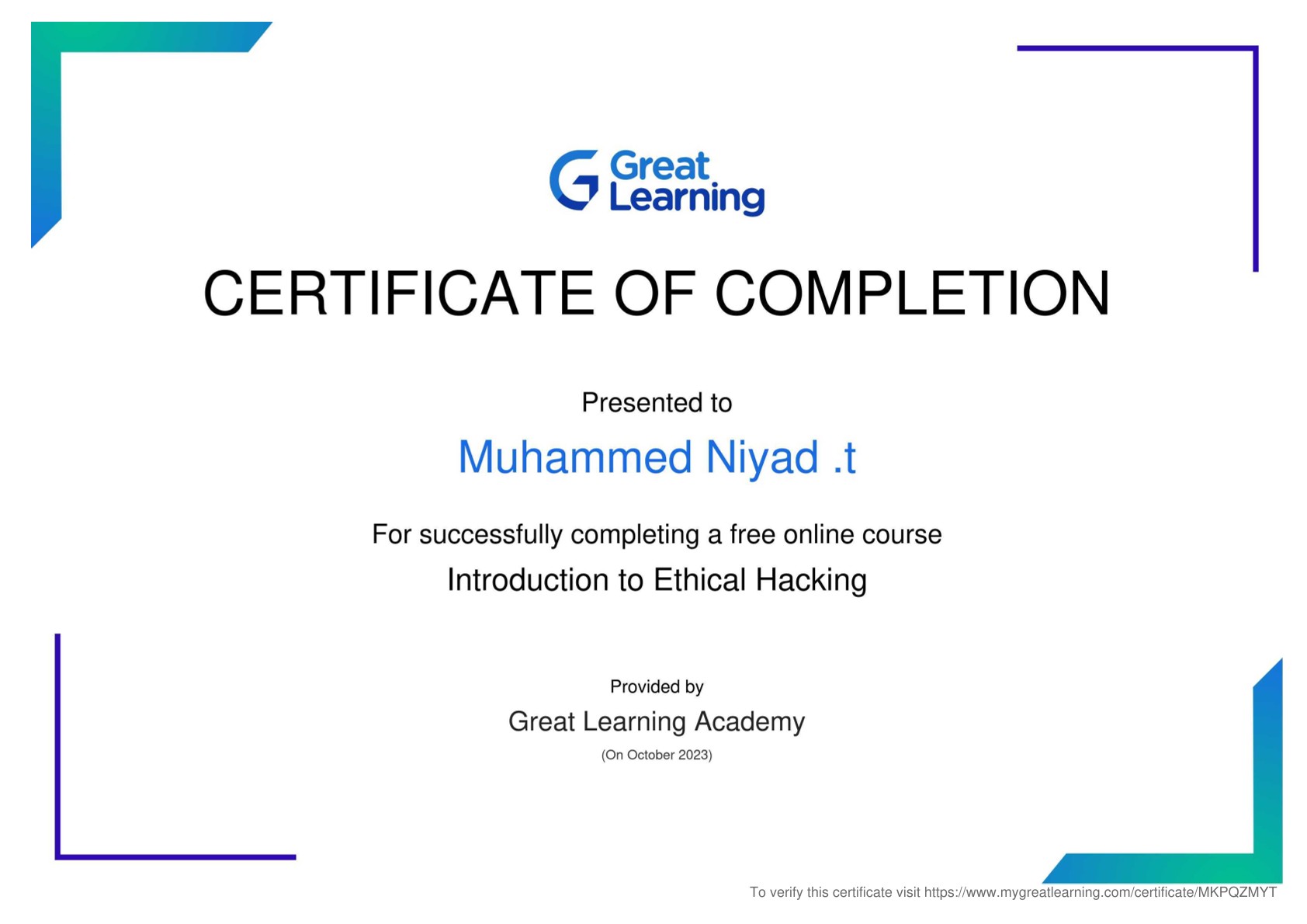 certificate of achievement